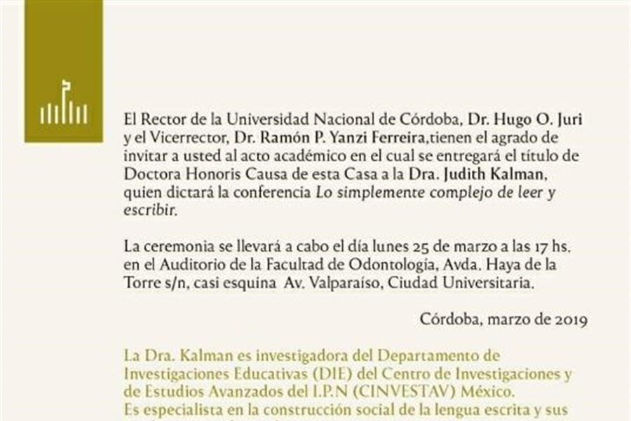 La Universidad Nacional de Córdoba otorgó el título Doctora Honoris...